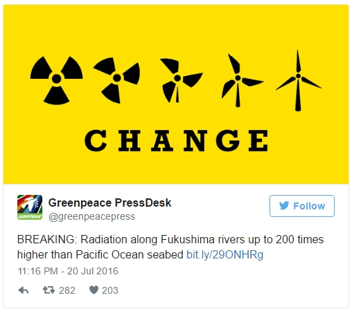 그린피스, ‘후쿠시마 방사능은 보고된 것보다 수백 배 높다’