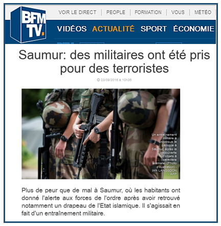 프랑스 소뮈르의 동굴에서 IS의 장비가 발견되다.