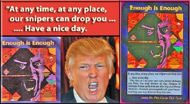 일루미나티 카드 게임 속 트럼프, “계속 이대로 둘 순 없다”
