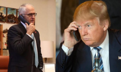 올해 1월에 트럼프와 호주 총리가 가진 전화 통화 전문이 유출되다.