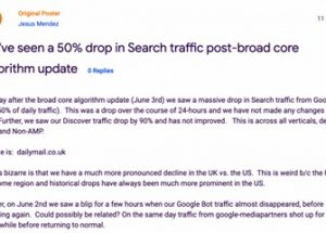 구글 알고리즘 업데이트 후 접속 수가 급감한 영국의 신문사 데일리메일