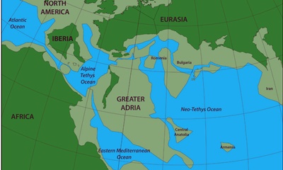 남부 유럽 밑으로 가라앉은 다섯 번째 대륙 대아드리아