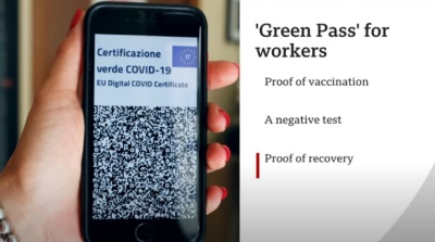 모든 노동자에 대한 백신 여권 의무화를 발표한 이탈리아