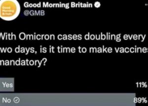 백신 의무 접종 여론조사 결과를 삭제한 굿모닝 영국