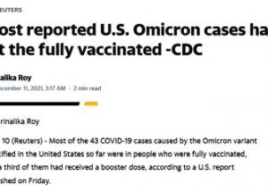 CDC. ‘오미크론 확진자의 대다수는 백신 접종자’