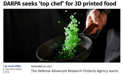 3D 프린터로 생산하는 식량을 개발 중인 DARPA