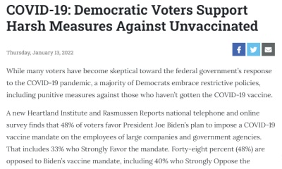 미 여론조사, ‘민주당 지지자의 다수는 강력한 백신 정책을 원한다’