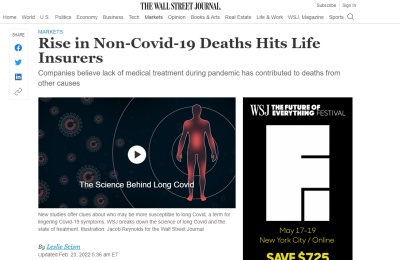 월스트리트 저널, ‘작년 3분기 미국 생명 보험금 지급액 40% 증가’