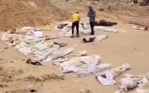 가자지구 집단 매장지에서 발견된 310구의 시신